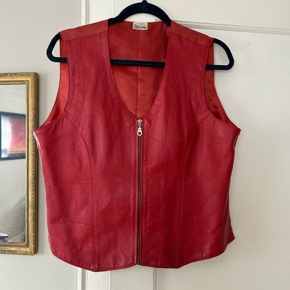 Vintage Red and White Women's Vest